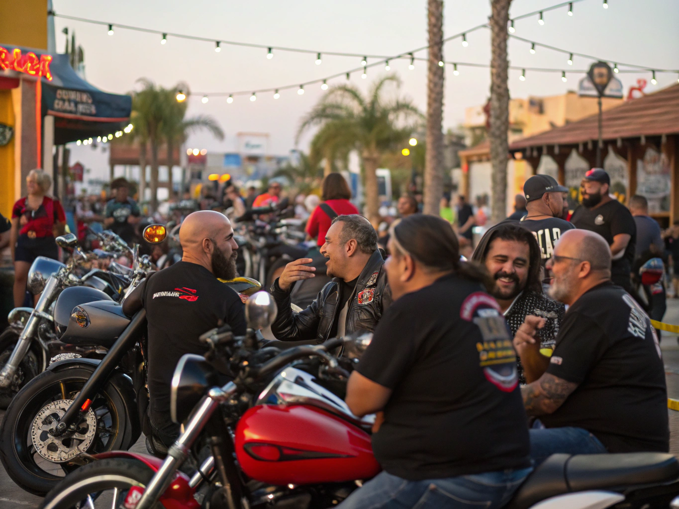 Grupo de entusiastas en evento de motos